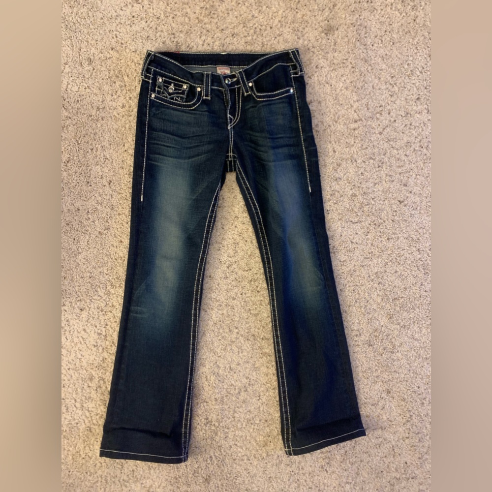Womens True Religion rhinestone blue jeans